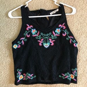 black lace crop top